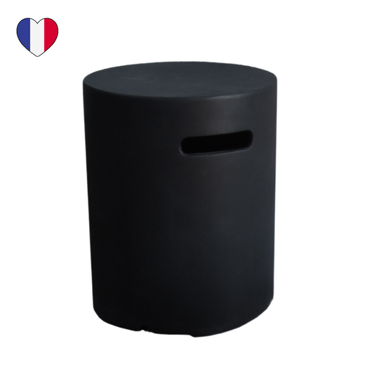 COFFRE DE BOUTEILLE ROND EN BÉTON NOIR