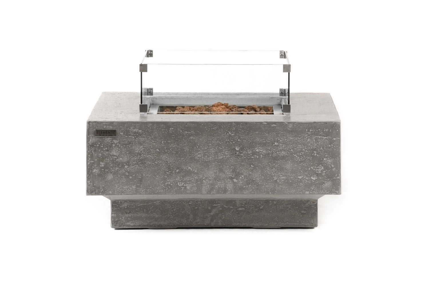 Table Manhattan gris clair au design carré avec flamme éteinte