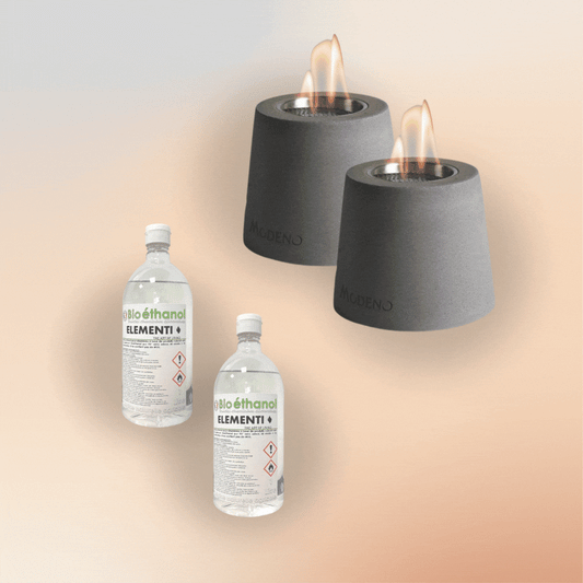 LOT DE 2 CHEMINÉES DE TABLE + 2 BIOÉTHANOL