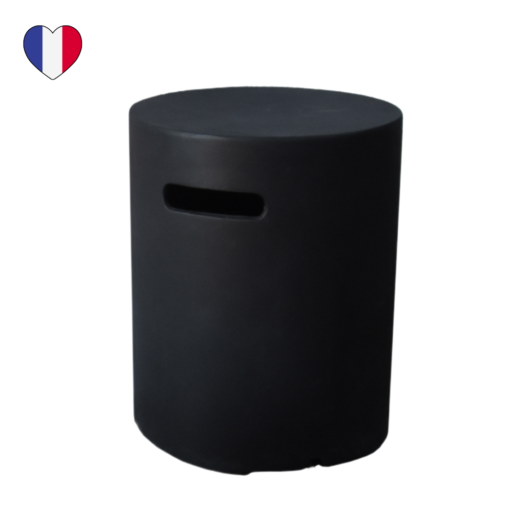 CAJA PARA BOTELLAS REDONDA DE HORMIGÓN NEGRO 