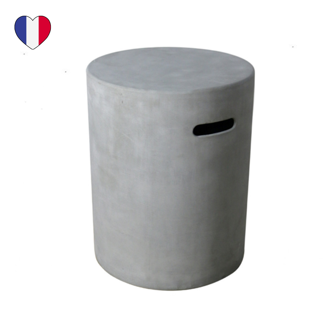 COFFRE DE BOUTEILLE ROND EN BÉTON GRIS