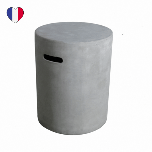 CAJA PARA BOTELLAS REDONDA DE HORMIGÓN GRIS 