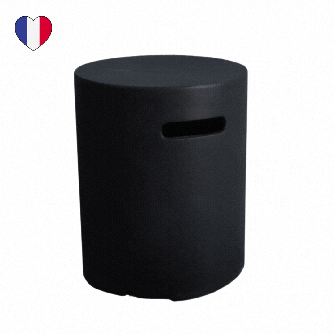 CAJA PARA BOTELLAS REDONDA DE HORMIGÓN NEGRO 