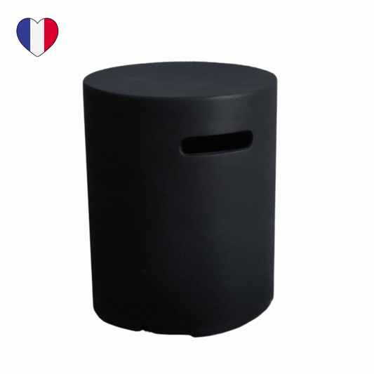 CAJA PARA BOTELLAS REDONDA DE HORMIGÓN NEGRO 