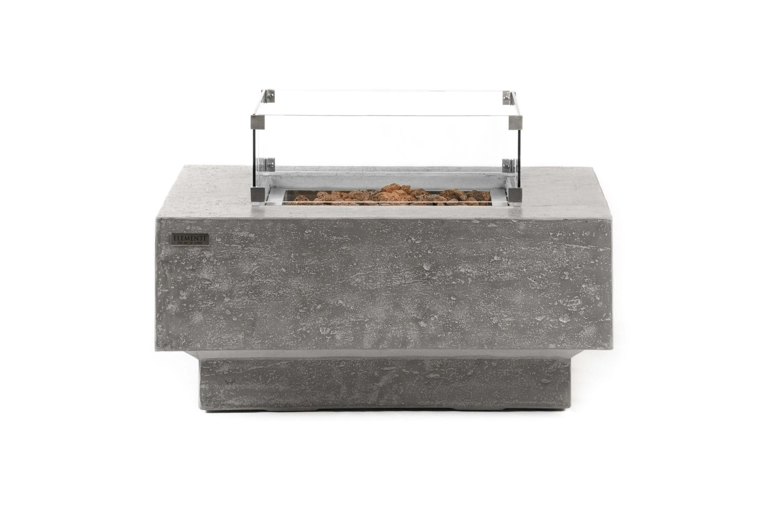 Table Manhattan gris clair au design carré avec flamme éteinte