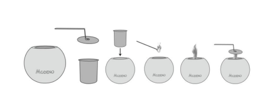 Schéma d'utilisation de la cheminée AKENA